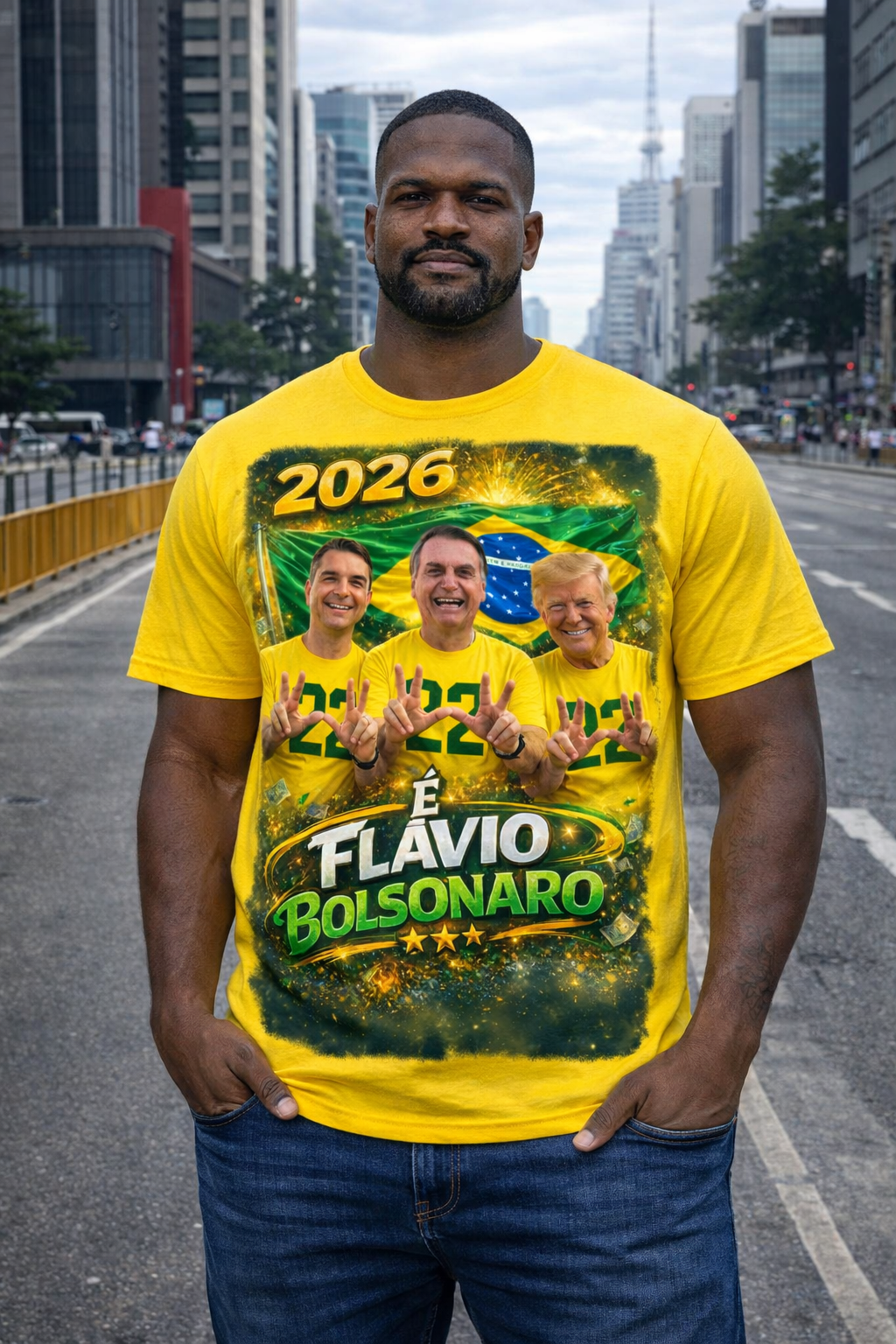 Camiseta - 2026 É Flávio Bolsonaro - Homenagem Flávio Trump e Bolsonaro - Quality Unissex