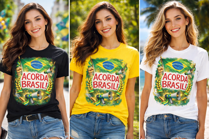 Camiseta Acorda Brasil - Linda estampa - Manifestação Pacifica - Brasil - Quality Unissex