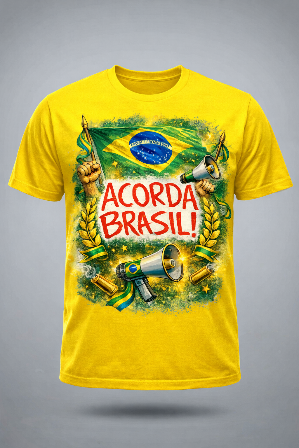 Camiseta Acorda Brasil - Linda estampa - Manifestação Pacifica - Brasil - Quality Unissex