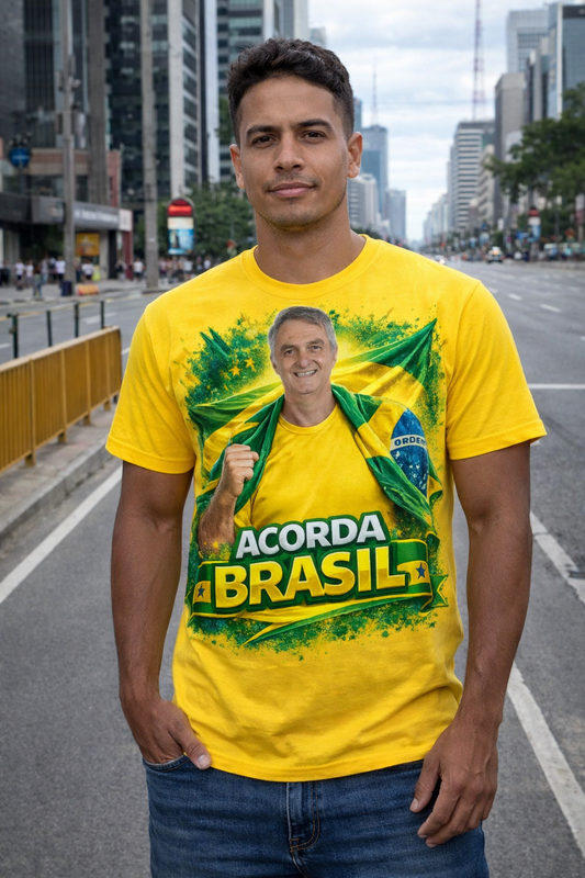 Camiseta Acorda Brasil - Homenagem Renato Bolsonaro - Quality Unissex