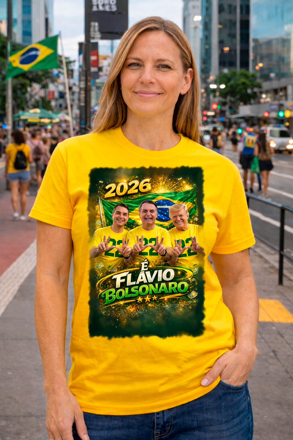 Camiseta - 2026 É Flávio Bolsonaro - Homenagem Flávio Trump e Bolsonaro - Quality Unissex