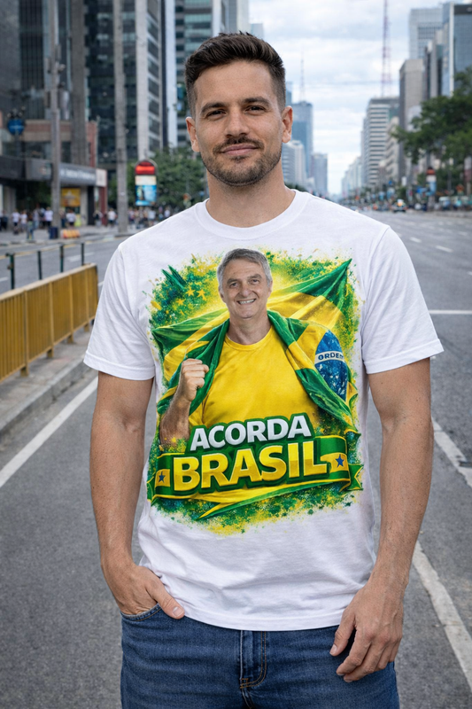 Camiseta Acorda Brasil - Homenagem Renato Bolsonaro - Quality Unissex
