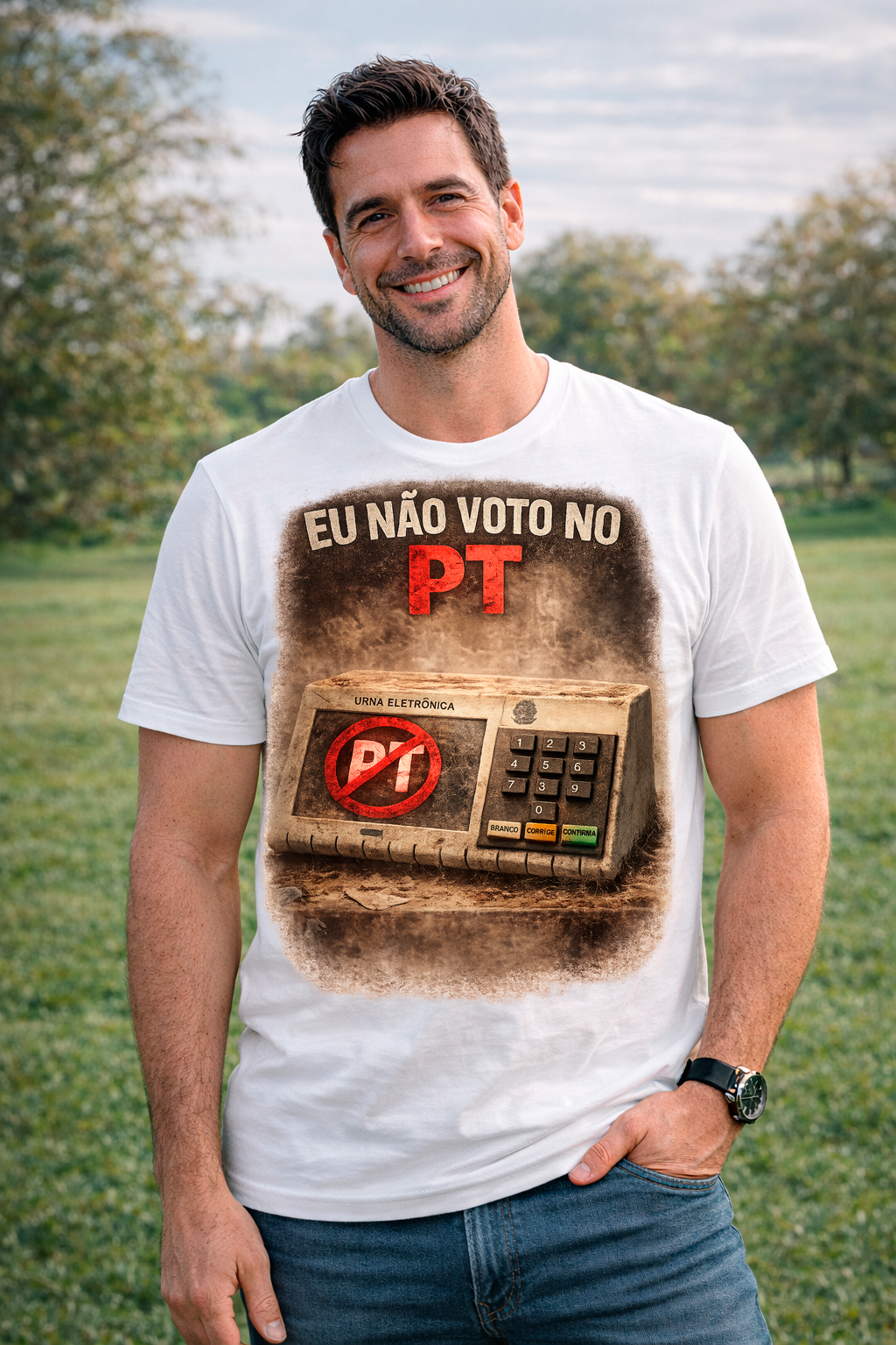 Camiseta Eu Não voto no PT - Quality Unissex