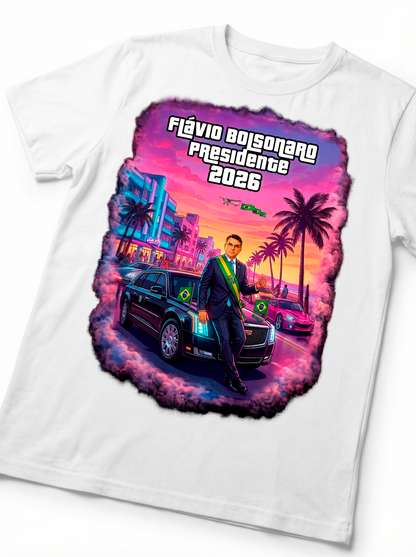 Camiseta Paródia GTA VI - Versão Homenagem Flávio Bolsonaro - Quality Unissex