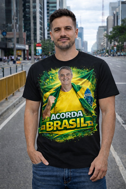 Camiseta Acorda Brasil - Homenagem Renato Bolsonaro - Quality Unissex