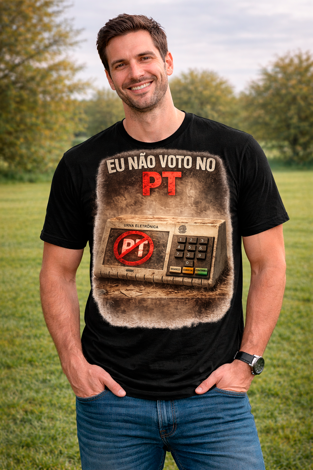Camiseta Eu Não voto no PT - Quality Unissex