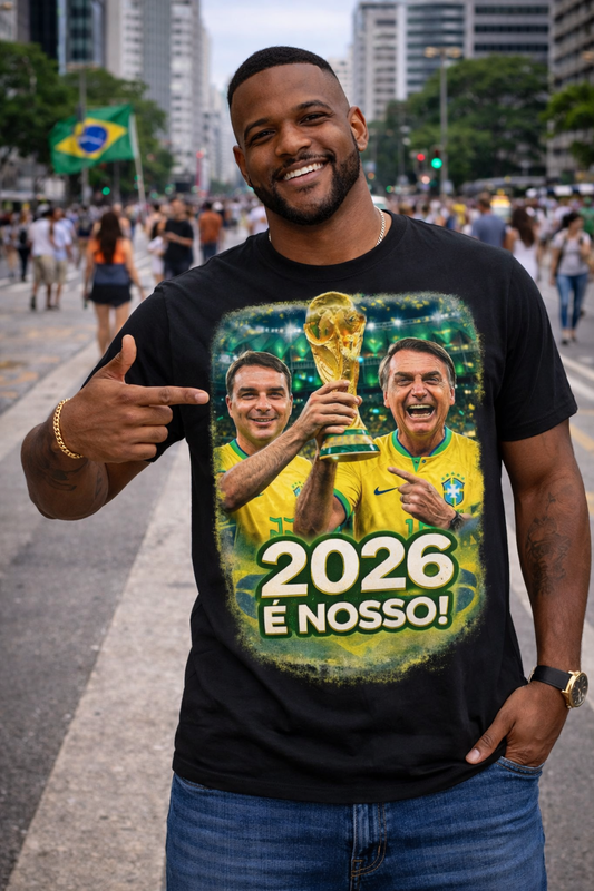Camiseta 2026 é Nosso! Homenagem a Flávio Bolsonaro + Jair Bolsonaro - Quality Unissex