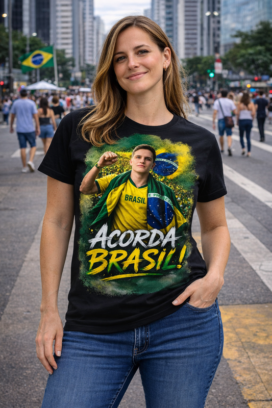 Camiseta Acorda Brasil - Homenagem Lucas Pavanato - Quality Unissex