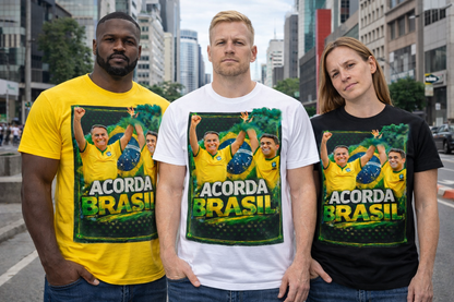 Camiseta Acorda Brasil Bolsonaro + Nikolas Ferreira - Linda estampa - Manifestação Pacifica - Brasil - Quality Unissex